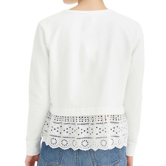 J. Crew Eyelet Hem Long Sleeve Sweatshirt M L - Picture 3 of 8